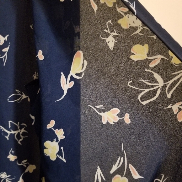 KAARI Blue Kimono Topper XL Navy blue open floral Open Asian Swim Cover - Picture 8 of 9